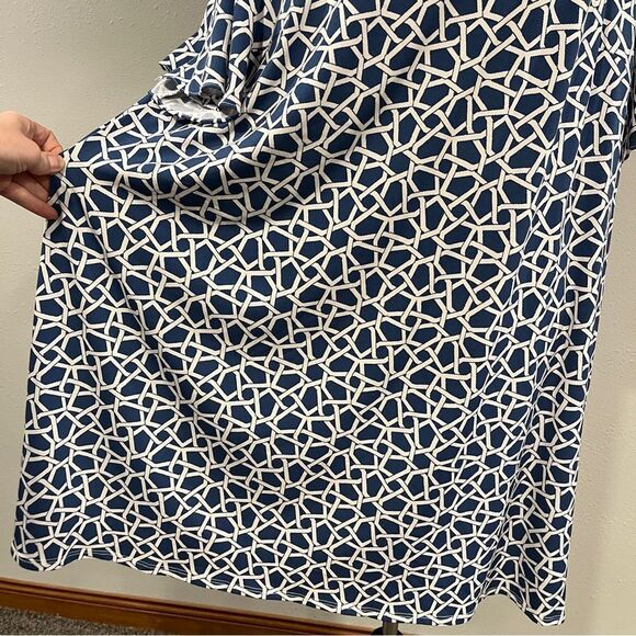 Roz & Ali Navy and White Geometric Print Dress - Picture 4 of 12
